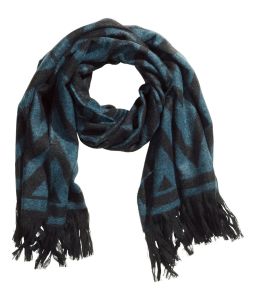 Ladies blue jacquard scarf